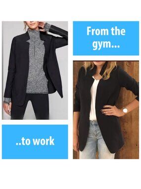 Athleta Cosmic Blazer Black XSP Petite Stretch Travel Work Athleisure Jacket